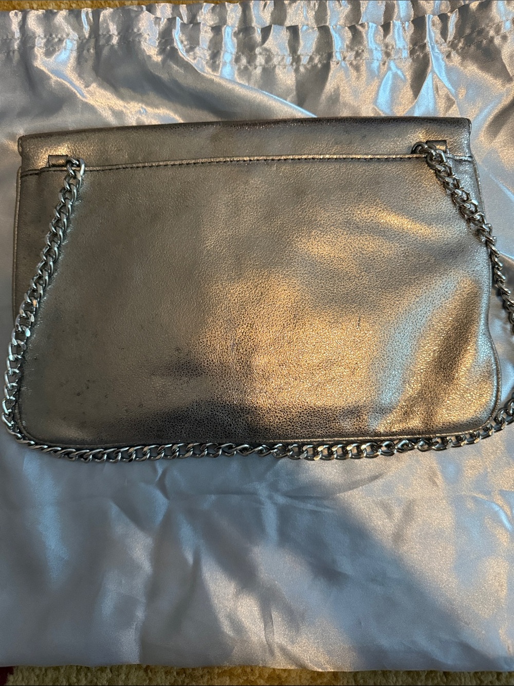 Michael Kors Metallic Pewter Leather Clutch with Turn-Lock - Picture 6 of 6